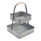 Square 2 Tiered Tray Stand with Handle for Farmhouse Decor, Dessert, Fruit, Galvanized Gray (12 x 17 In)